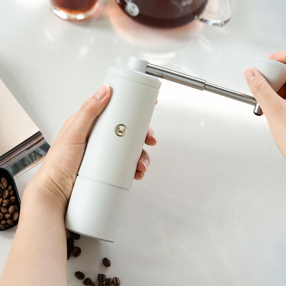 TIMEMORE C5 Pro Molinillo manual de café con mecanismo cónico S2C-420-III, ajuste de precisión de 0,031 mm, molinillo manual portátil de metal completo para Espresso/French Press/Pour Over - Blanco