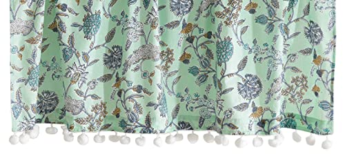 Image of Ravaiyaa - Attitude Is Everything Hand Printed Half Window Kitchen Curtain 100% Cotton Short Drapery Valance Curtain 40 inch X 18 inch Inch (Sege Green) - Semi-Sheer, Rod Pocket