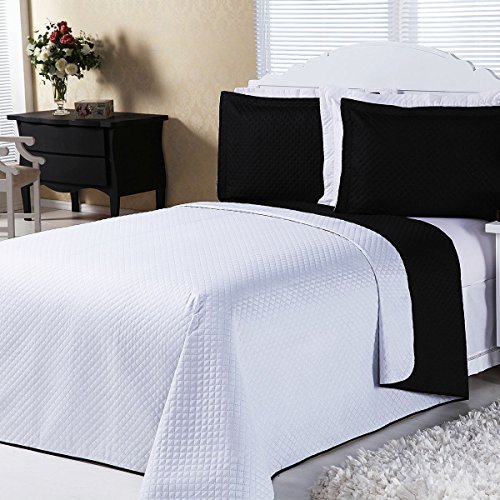 Cobre Leito Dual Color Preto E Branco Casal 03 Peças