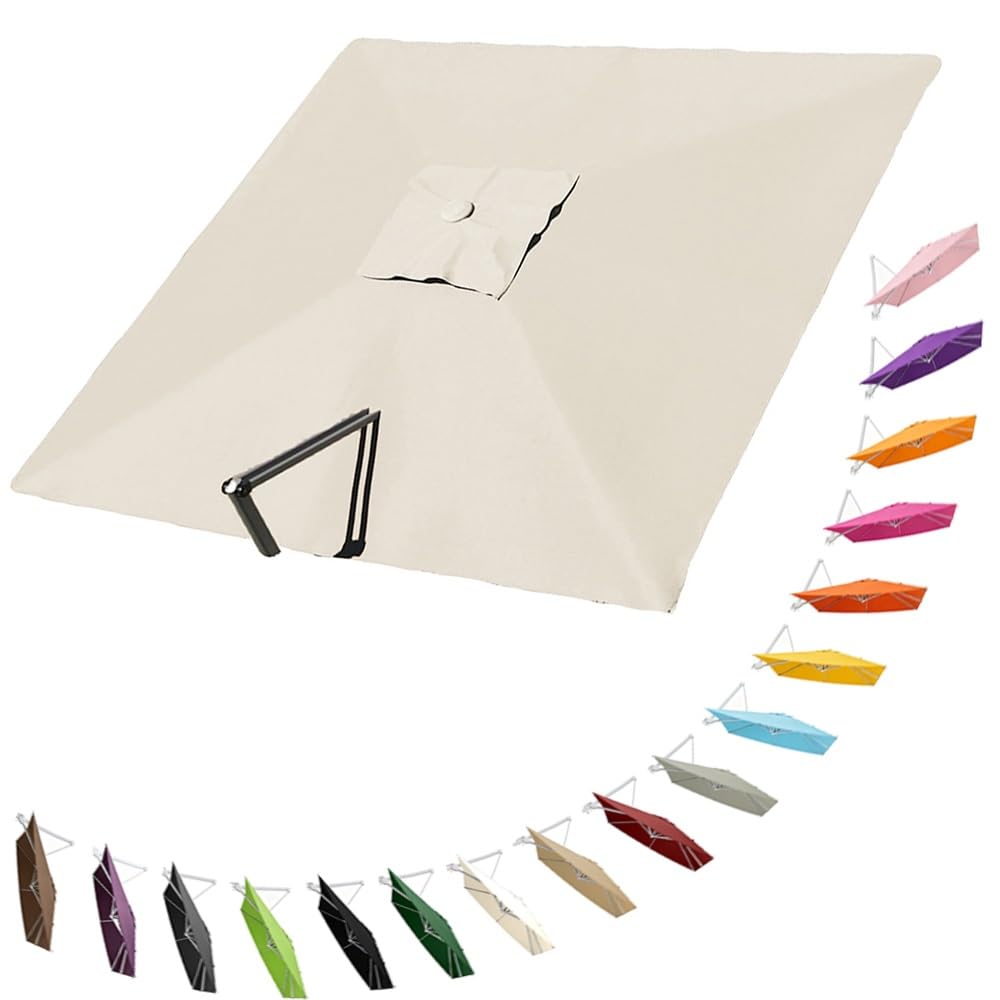 HAEKEBC Square Offset Umbrella Canopy Cantilever Patio Umbrella Replacement Canopy 8 Ribs Parasol Replacement Canvas For Yard Pool(Beige,3x3m (9.8x9.8ft))