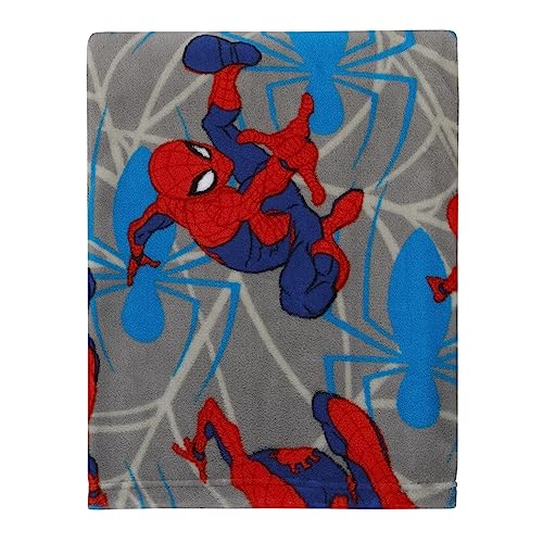 Image of NoJo Marvel Spiderman to The Rescue Red, Gray, and Blue Super Soft Toddler Blanket