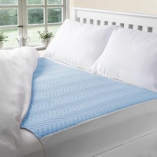 Deluxe Washable and Absorbent Reusable, Double-size Bed, Incontinence Pad/Waterproof Mattress Protector with Tucks (Blue)