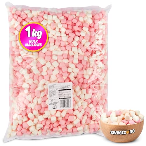 Sweetzone Mini Halal Marshmallows 1kg Mini Marshmallows for Hot Chocolate Baking & Desserts White Soft Fluffy Sweet Treat Perfect for Parties