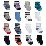Little Me 16 Pair Baby Boy Socks, Variety Pack (8X 0/12M & 8X 12/24M), Multi, 0-24 Months