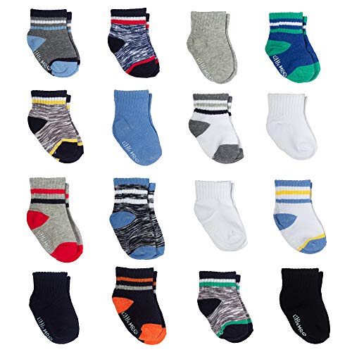 Little Me 16 Pair Baby Boy Socks, Variety Pack (8X 0/12M & 8X 12/24M), Multi, 0-24 Months