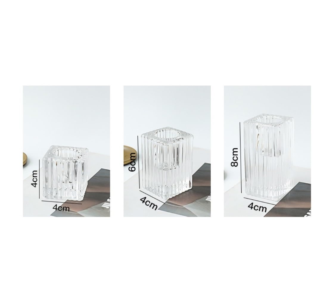 świeczniki Świeczniki Świeczniki Stożkowe Na Centralny Stół. Świeczniki Z Grubego Szkła Na Wesele Stojak na świece (Color : Transparent, Size : 6 * 4cm)