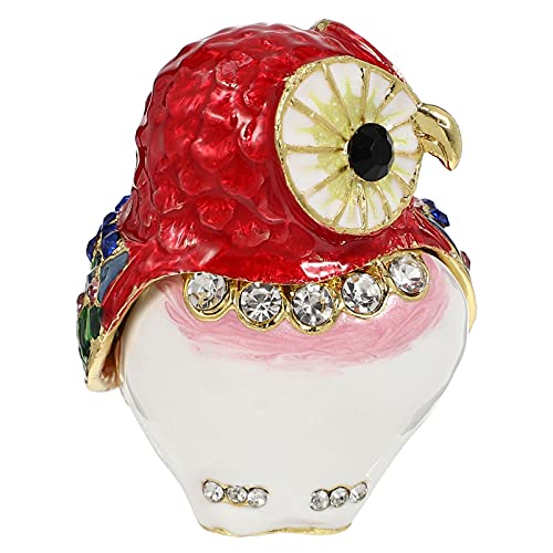 Veemoon Eulenschmuckkasten mit Handbemaltem Figur Sammelbarer Ringhalter Big Eyes Eule Schmuck Kiste Tier Ornamente Geschenk für Frauen Mädchen Rot Cover