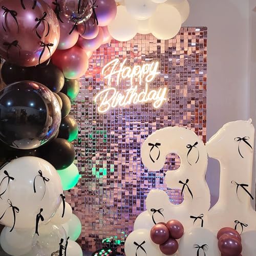 Image of 4 FT x 6 FT Pink Shimmer Wall Backdrop,Shiny Sequins,24 Pcs Sequins Backdrop Decoration Panels,Glitter Bling Photo Background Decorations for Birthday Party Wedding Graduation Anniversary Baby Shower
