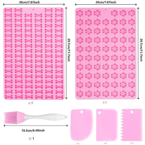 ZIOYA 2 Stück Backmatten für Hundeleckerlies Mini Silikonform Hundeleckerli zur Herstellung von Schokolade, Fudge, DIY-Backen und Leckereien für Haustiere (Rosa)