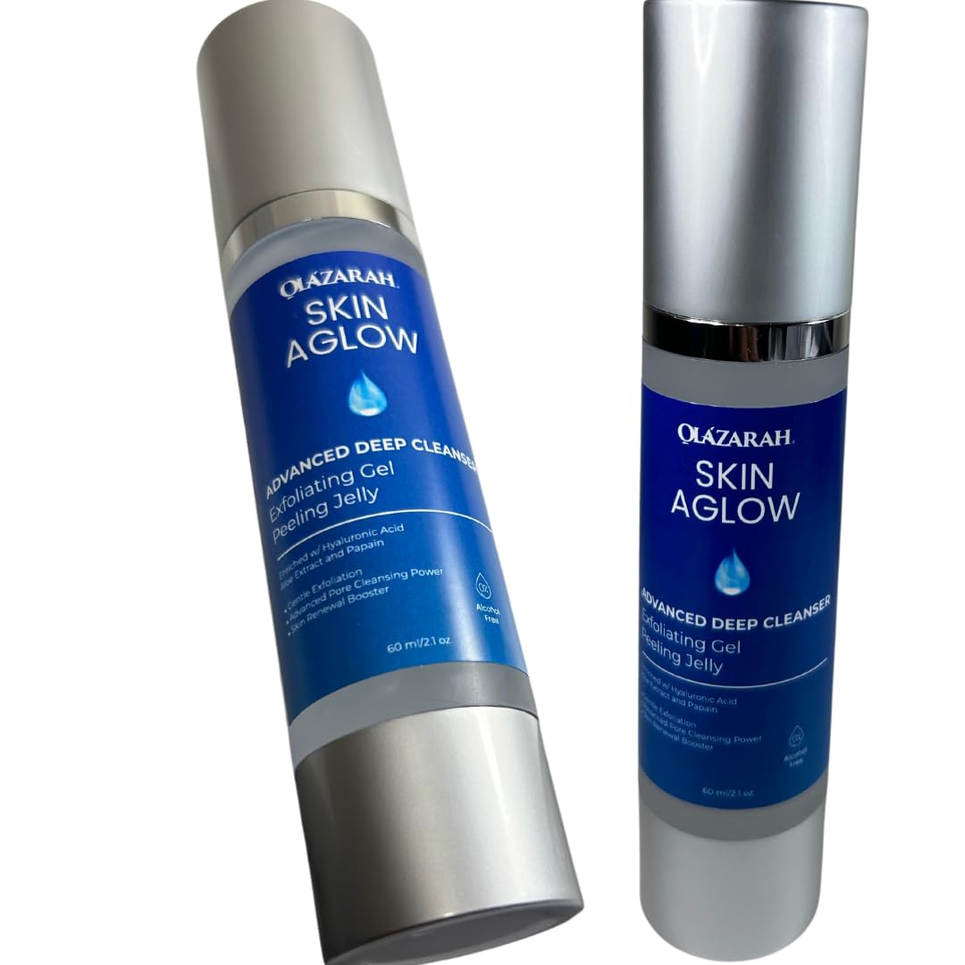 OLAZARAH | SKIN Aglow Advanced Deep Cleanser Exfoliating Gel w/Peeling Jelly for Skin Renewal Power, 2 fl. oz, (1pc)