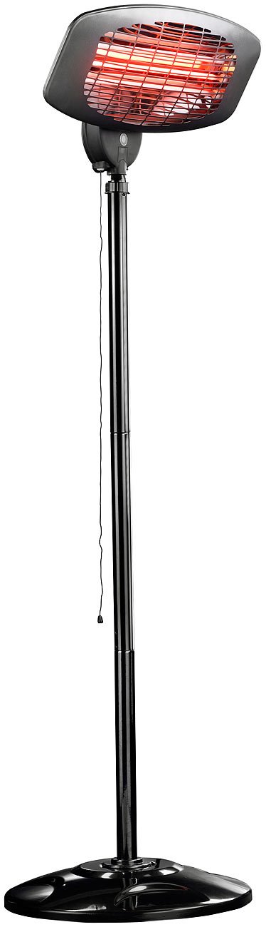 Riscaldatore al quarzo da esterno QW-2000 con piantana, regolabile in altezza, IPX4, 2000 W