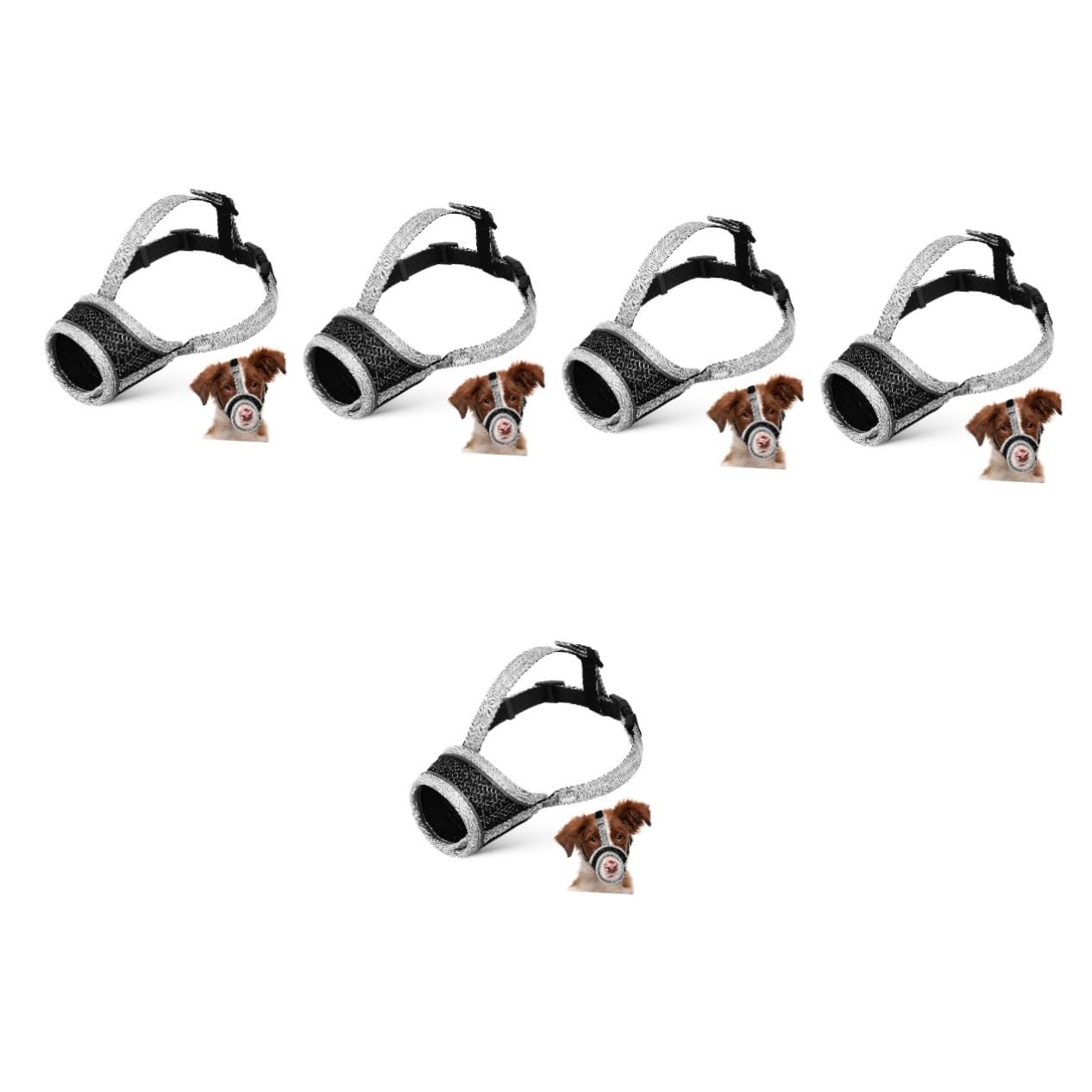 Muselière respirante ajustable pour chiens SUPVOX lot de 5 pièces en tissu renforcé