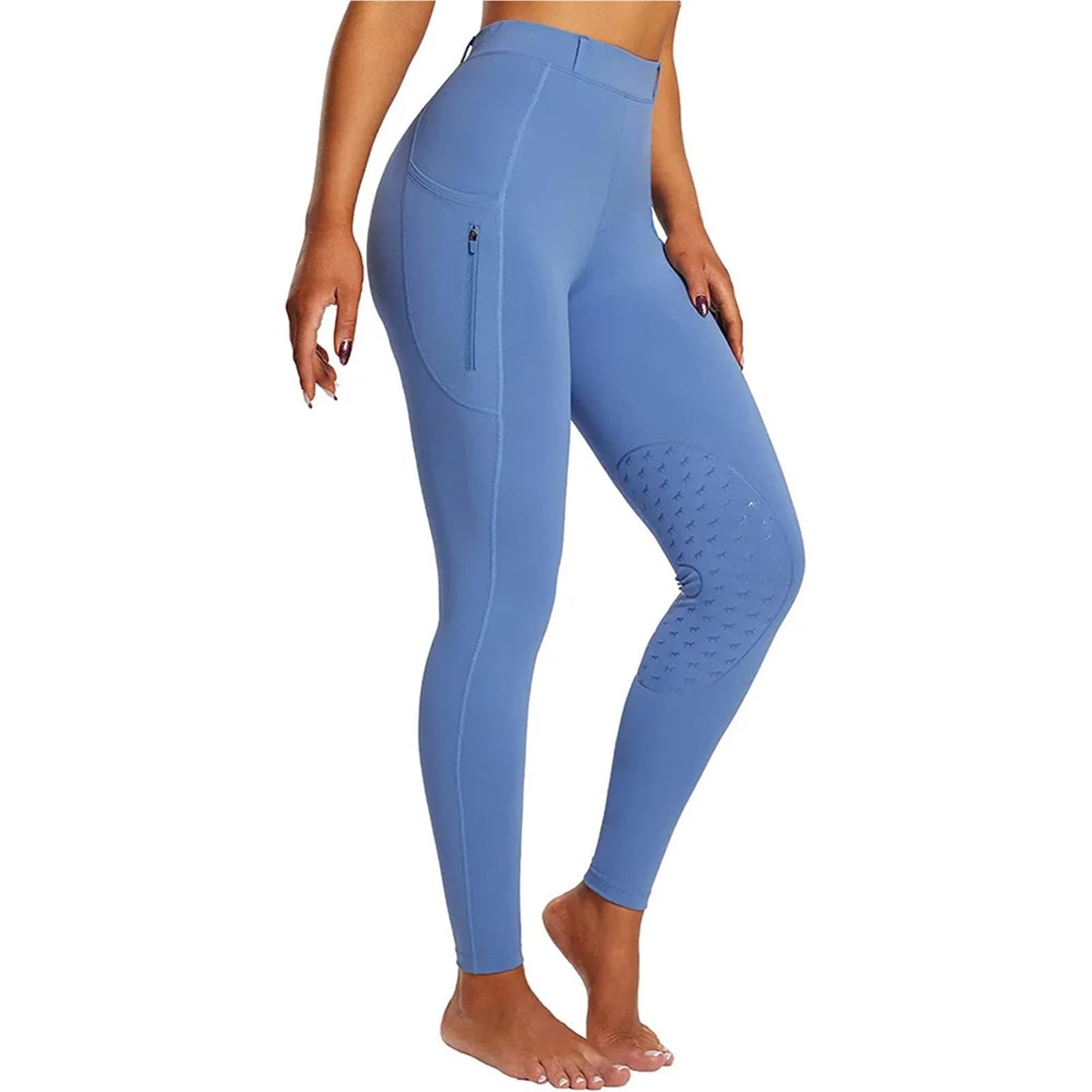 Pantaloni Equitazione Donna Pantaloni da Equitazione Collant equestri in Silicone Tasca con Cerniera Tuta Vita Alta Pancia contratta metà