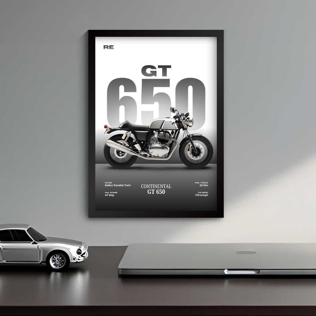 Royal Bullet Poster | Framed RE Continental GT 650 A4 Sized (31 x 23 cm) | Mr Clean Bike Poster for Wall, Gift for Boys, Bike Frames | Bikes Posters for Wall, Bedroom, Hostel, Study Room (F_171) 4