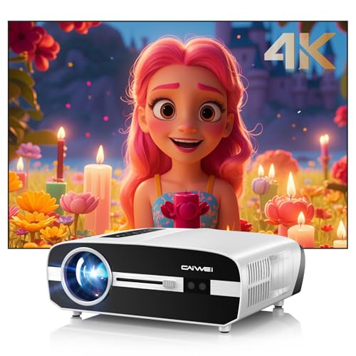 4K Projector with Screen Included, 2000 ANSI Bright Daytime Home Projectors, Auto Focus, 38W Speaker, WiFi Bluetooth, Smart Android TV, HDMI USB for PC Phones Game Consoles