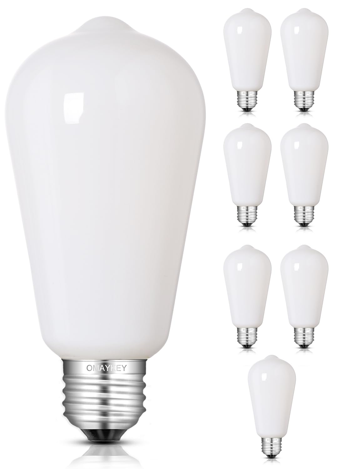 OMAYKEY 8W Dimmable Opal LED Edison Bulbs, 4000K Neutral White, 80W Equivalent