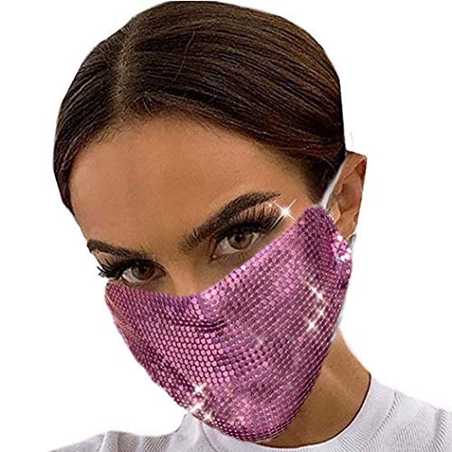 Simsly Sparkly Mesh Gezichtsmaskers Herbruikbare Halloween Masquerade Nachtclub Mesh Gezichtsmasker Decoratie Sieraden voor Vrouwen en Meisjes (Pink Rood)