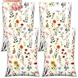 Bulyoou 100 Pcs Wildfloral Gift Bags Vintage Wildflower Party Favor Bag with Handle Wildfloral Plastic Goodie Candy Treat Gift Wrapping for Wedding Baby Shower Birthday Party Favors Supplies(White)