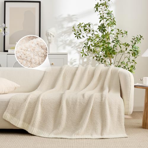 Image of Snuggle Sac Ultra Soft Ivory Bedding Blanket Twin XL, Warm Fluffy Microfiber Blankets for Bed, Living Room, Oversized Bed Blanket Dupes, Heather Ivory, 66x90 inches