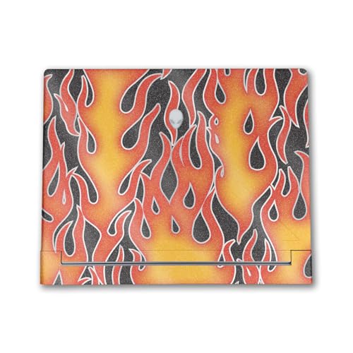 Image of Glossy Glitter Laptop Skin Compatible with Alienware X16 R2 (2024) - Hot Flames - Premium 3M Vinyl Protective Wrap Decal Cover - Easy to Apply | Crafted in The USA by MightySkins