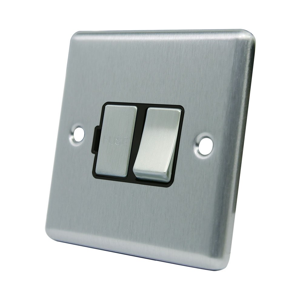 Aet Cscsfsbs 13A Satin Finish Chrome Classical Switched Fused Spur With Black Insert Metal Rocker Switch 700461519836