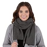 VIVISENCE Damen Winter Schal Warm Und Gemütlich Halsbedeckung An Winter Und Herbst Warm Dick Schal, Klassisch Winterschal Für Frauen, Hergestellt In EU, Anthrazit