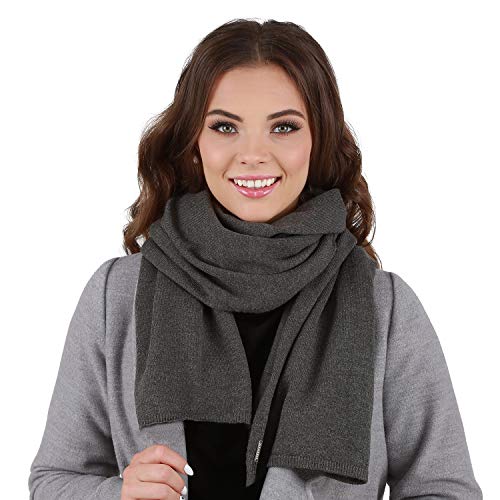 VIVISENCE Damen Winter Schal Aus Modischer Gemütlich Wärmendem Garn Mit Dekorativer Bindung Für Kalte Wintertage Frauen Elegante Und Sportliche Outfits Winter Herbst Modell, Anthrazit,Einheitsgröße