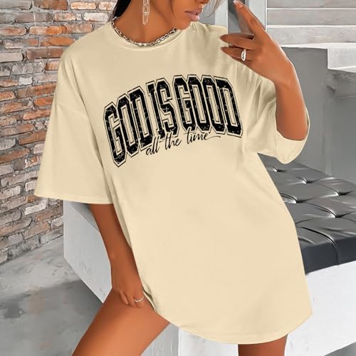 Image of Christian T Shirts for Women God is Good Shirt Oversized Jesus Religious Faith Inspirational Tshirts Bible Verse Tops