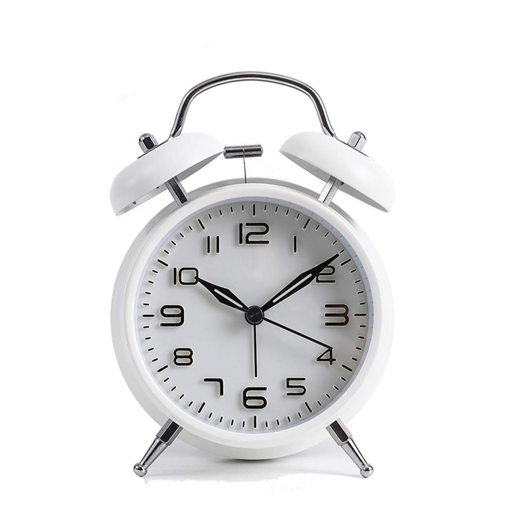SWHONG Silent Alarm Clock,11.6 * 5 * 16CM-Alarm Clocks Bedside,Alarm Clocks for Heavy Sleepers,White