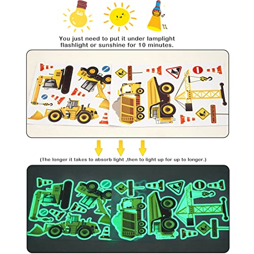 Mesu Luminous Wall Stickers Glow In The Dark Construction Truck Decals Kids Architectural Themes Bedroom Decal For Boys Truck #TOP4