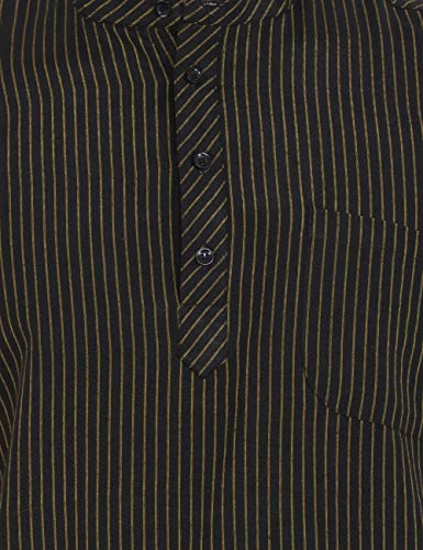 Image of LATEST CHIKAN Men's Cotton Regular Striped Short Kurta Half Sleeves - NP-SK-PNT