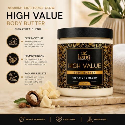 Image of KXNG Luxurious Whipped Body Butter, Deeply Hydrating Shea Butter Body Cream, Moisturizer for Men & Women, Cruelty-Free Skincare