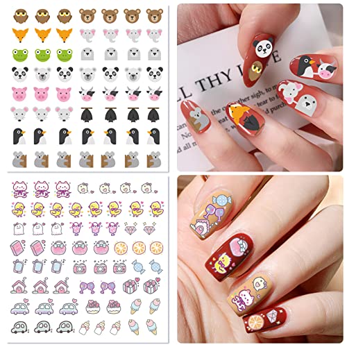 24 Sheets Nail Stickers Nail Art For Women Girls Cherry Fruit Yellow Duck Rabbit Cute Animals Self Adhesive Diy Design Printing Kids Nail Stickers Spring Summer Nail Decoration Decals 1 Tweezers #TOP3