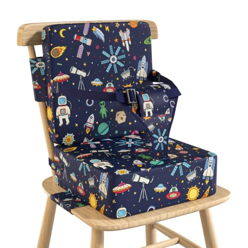 Booster Seat for Kitchen Chair with Backrest, Removable, TPU Waterproof