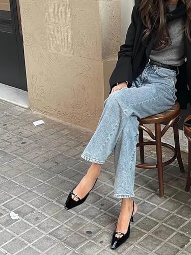 Coutgo Womens Kitten Heels Slingback Dress Shoes Buckle Office Work Pumps Shoes2