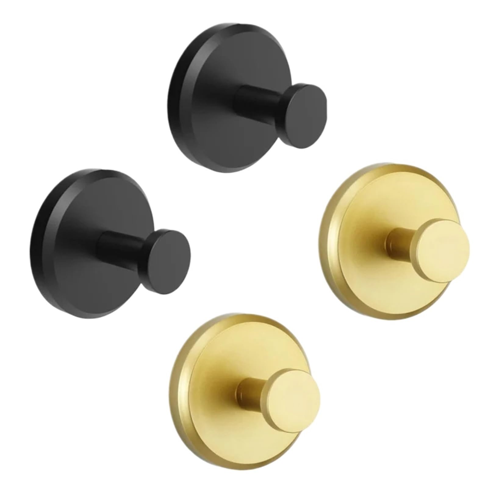 YUSUZH 8Pcs Stainless Steel Suction Hooks Black Gold No-Punch for Bathroom Bedroom Hanging for Bathroom & Kitchen