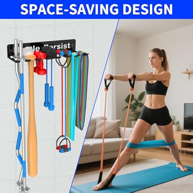 Gym Home Rack 8 Hooks Heavy Duty Resistance Band Storage Rack Multi-Purpose Gym Equipment Storage Rack for Jump Ropes,Barbells,Lifting Belts