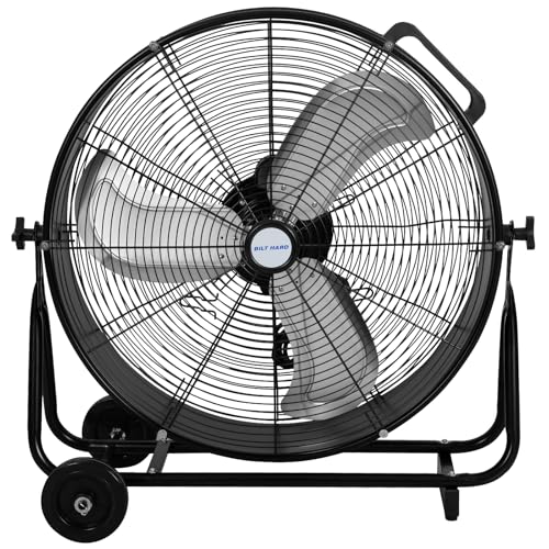 BILT HARD 24' 8100 CFM High Velocity Drum Fan, 3 Speeds Heavy Duty Tilt Metal Floor Shop Fan,...