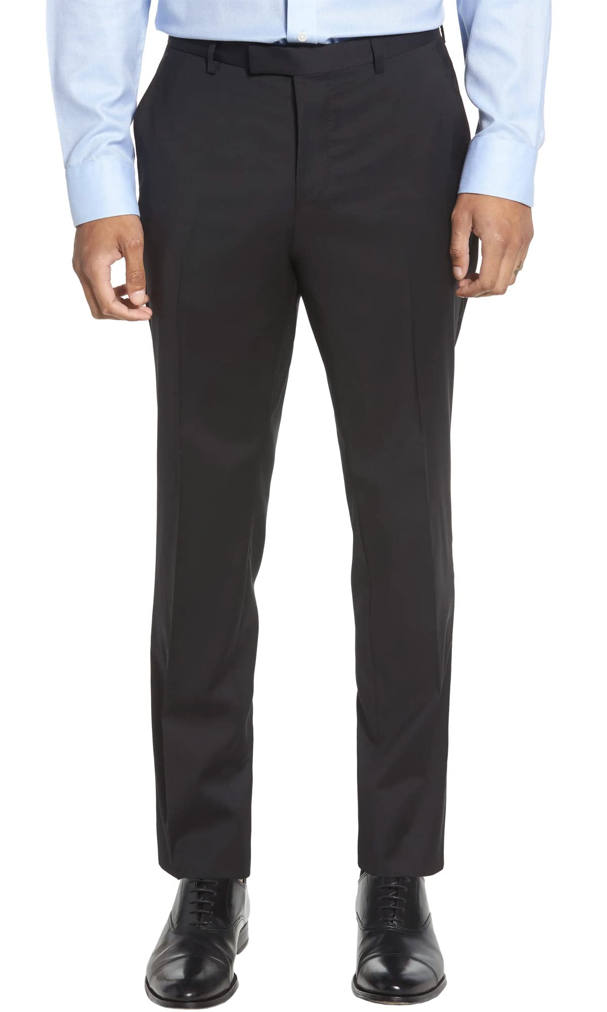 Hugo Boss Mens Regular Fit Leenon1 Flat Front Wool Dress Pants 30 Navy