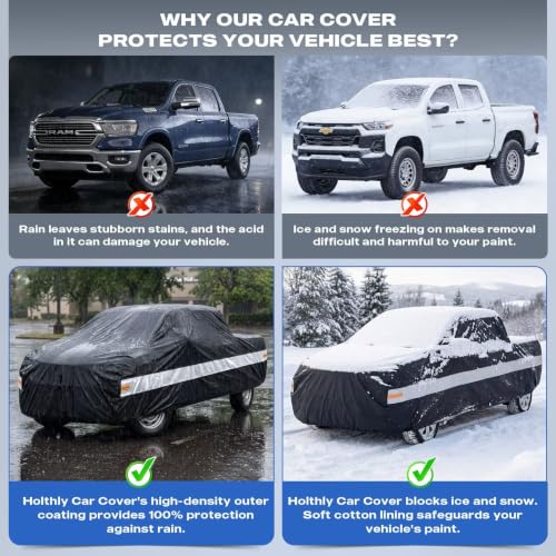 Image of 10 Layers Truck Cover Waterproof All Weather Custom Fit Nissan Titan(2015-2026) Crew Cab Short Bed, Outdoor Full Exterior Pickup Car Cover for Automobiles Sun Rain Snow Ice Protection. Black