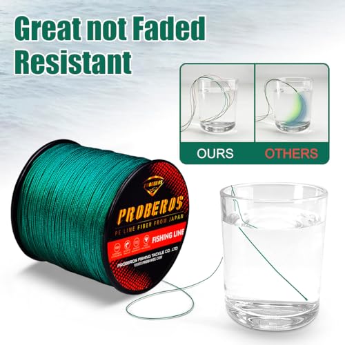 Image of Proberos 300 Meters PE Fishing Line Spool, 0.5mm Dia, 110 lbs Pull Force, Ultra-Strong Braided Line for Saltwater, Surf Casting & Big Game Fishing