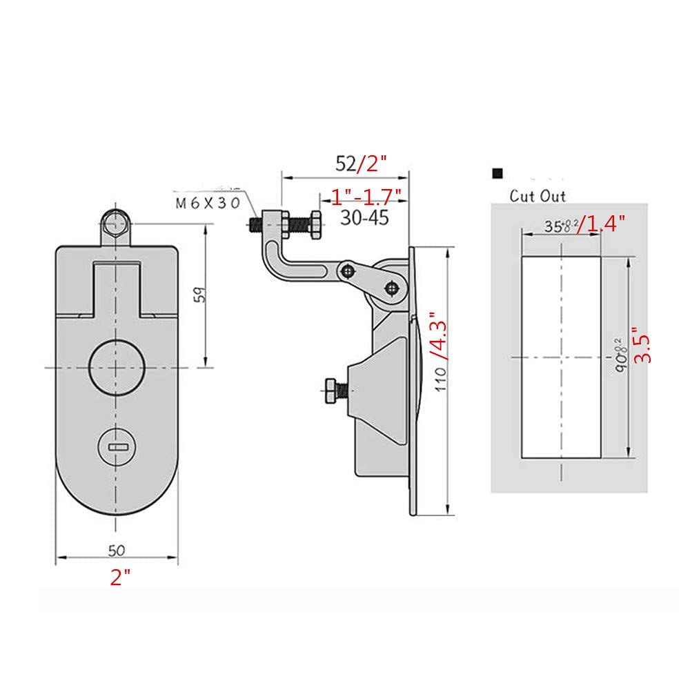 2 Pack Compression Latch Flush Mount Zinc Alloy Adjustable Sealed Large Lever Hand Operated Compression Latches Key Locking