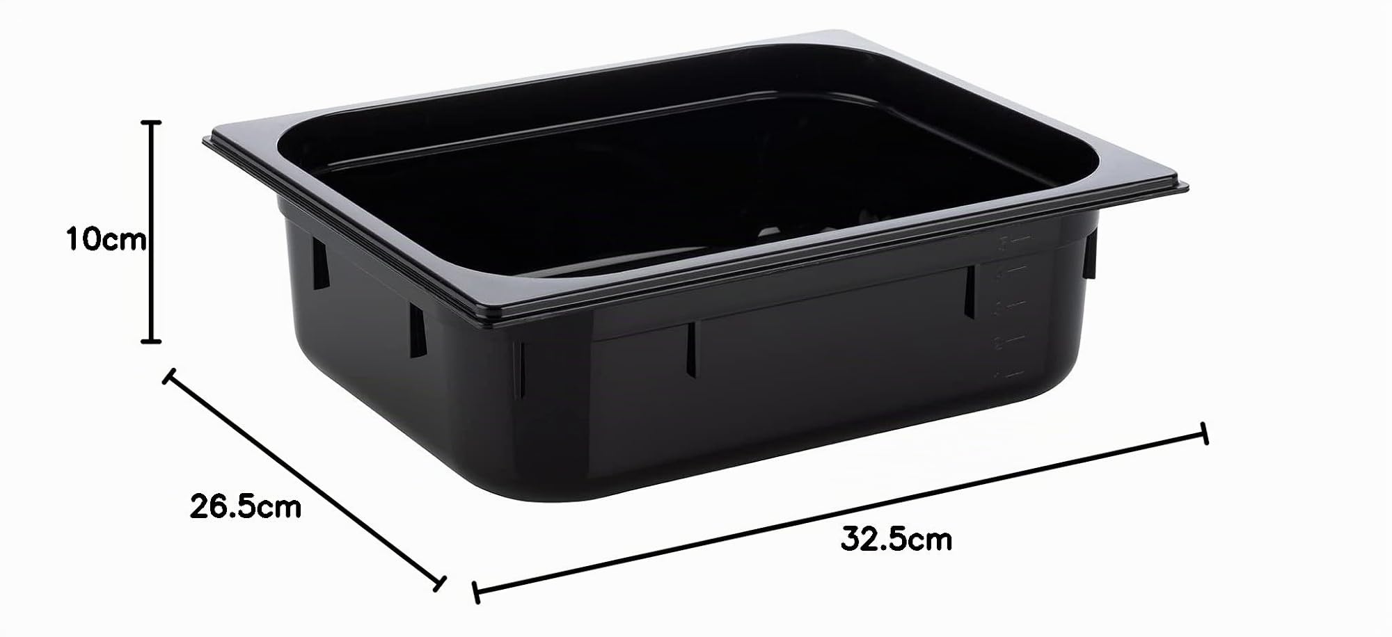 APS 82065 GN 1/2 Contenitore Gastronorm, in policarbonato, dimensioni 325 x 265 mm/altezza 100 mm/volume 5,9 litri, nero
