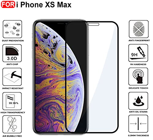 Image of CEDO Tempered Glass for iPhone Xs Max | Screen Protector Full HD Quality Tempered Glass Anti-Scratch Edge to Edge Coverage with Easy Installation Kit (Black)