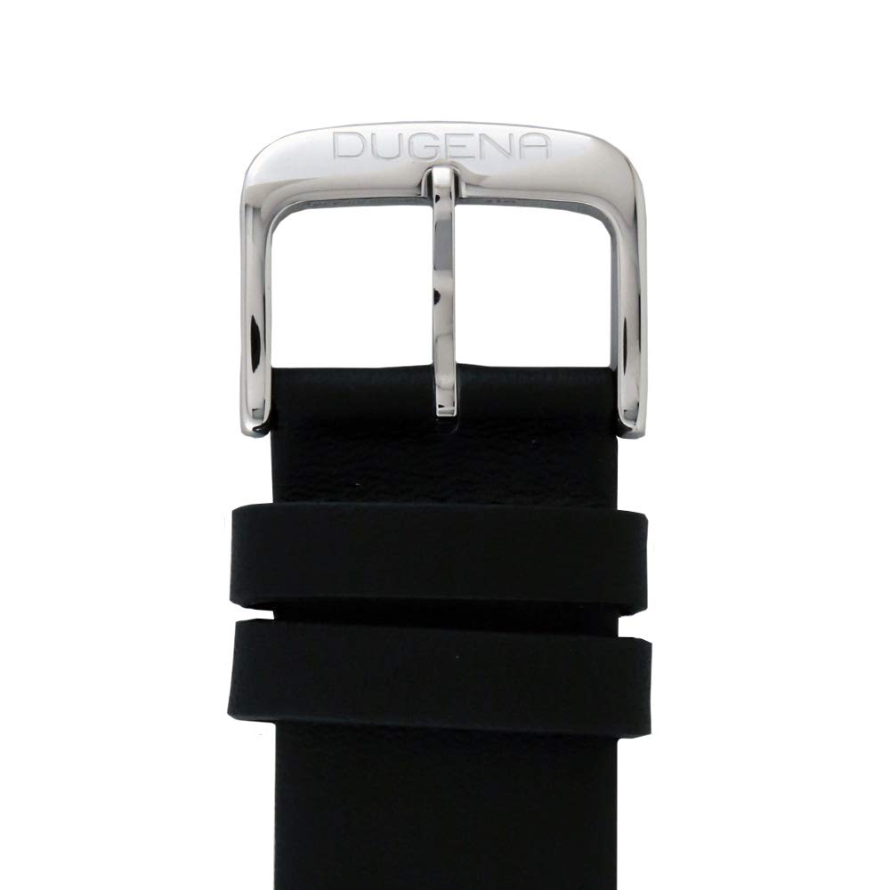 DUGENA Herren-Armbanduhr 4460737 Moma, Quarz, weißes Zifferblatt, Edelstahlgehäuse, Mineralglas, Lederarmband, Dornschließe, 3 bar