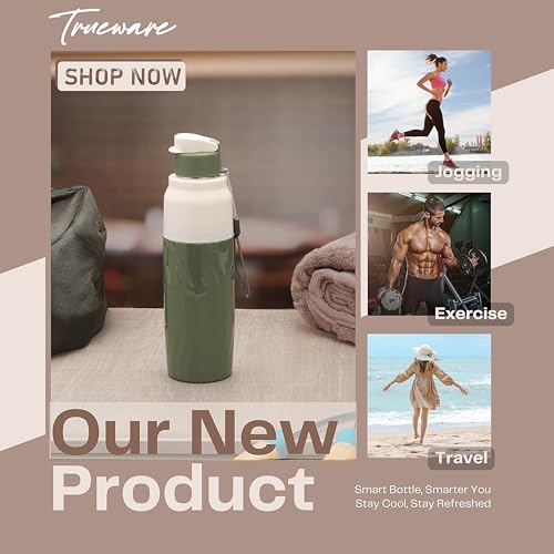 Image of Trueware Aqua Blink Double Wall Inner Steel Outer Plastic 750 ML Hot and Cold Water Bottle | BPA Free | Food Grade| Leak Proof | School, Gym,Sports,Office, Travler Bottle