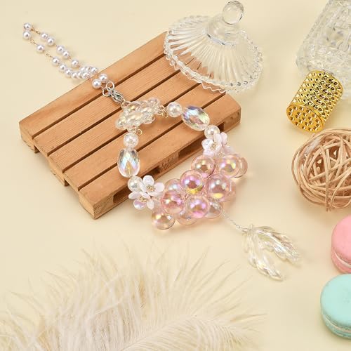 Image of Crystal Ball Car Rear View Mirror Hanging Charms Pendant Lucky Hanging Ornament Car Interior Decorations, Pink