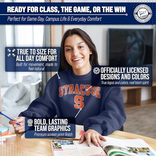 Image of NCAA College Sweatshirt Fleece Crewneck Pullover for Men and Women | Officially licensed NCAA college gameday crewneck pullover - 9 oz fleece lined sweatshirt with arch and logo design