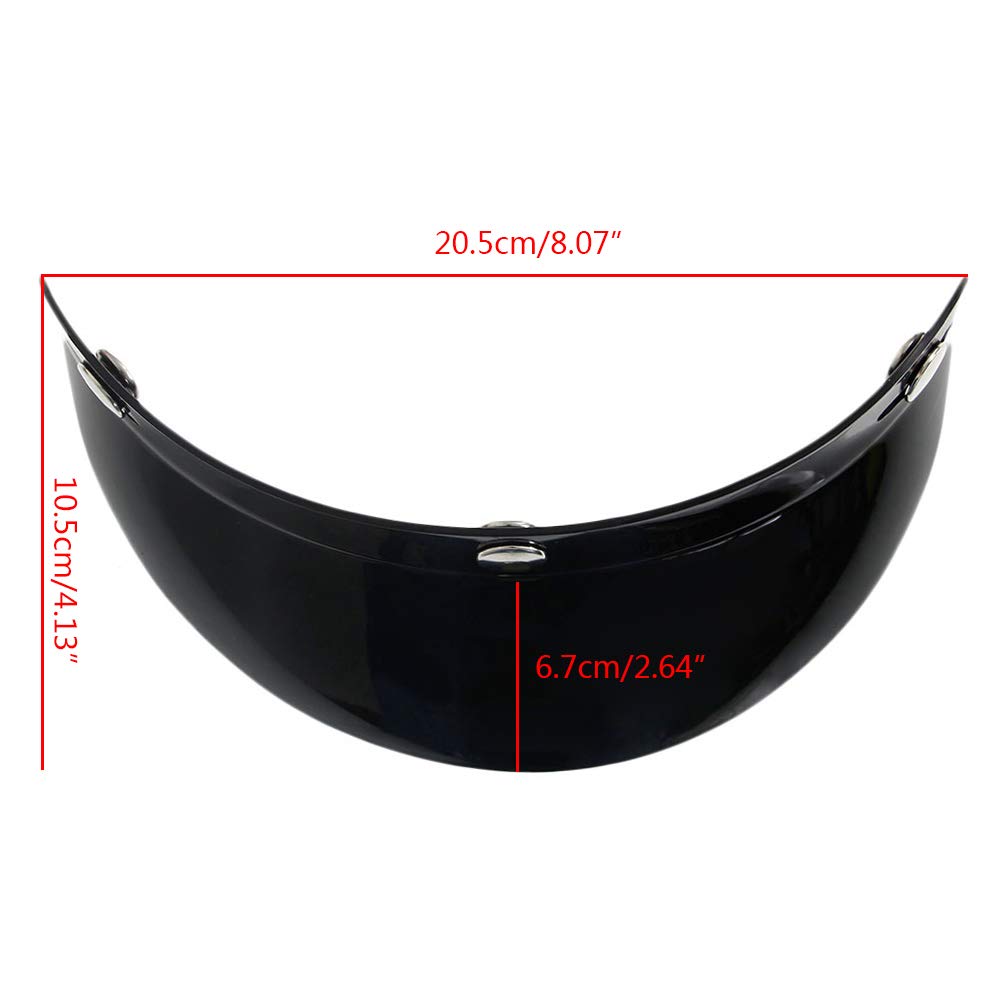 Hot Universal 3 Snap Visier Gesichtsschutzlinse für Motorradhelme Open Face Helm Krempe Schwarz