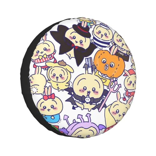 タイヤカバー ちいかわ うさぎ スペアタイヤカバー おしゃれ タイヤ収納 防塵 防水 防紫外線 日焼け止 汚れ防止 劣化対策 タイヤバッグ 持ち運び便利 取付簡単 カー用品 14〜17インチ 屋外 軽自動車 普通車 汎用 14インチ:直径60-69cm